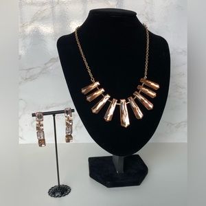 Rose Gold Necklace & Earrings Set